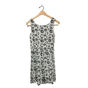 Lavand. Abstract Floral Print Sleeveless Mini Dress Black and White Small S